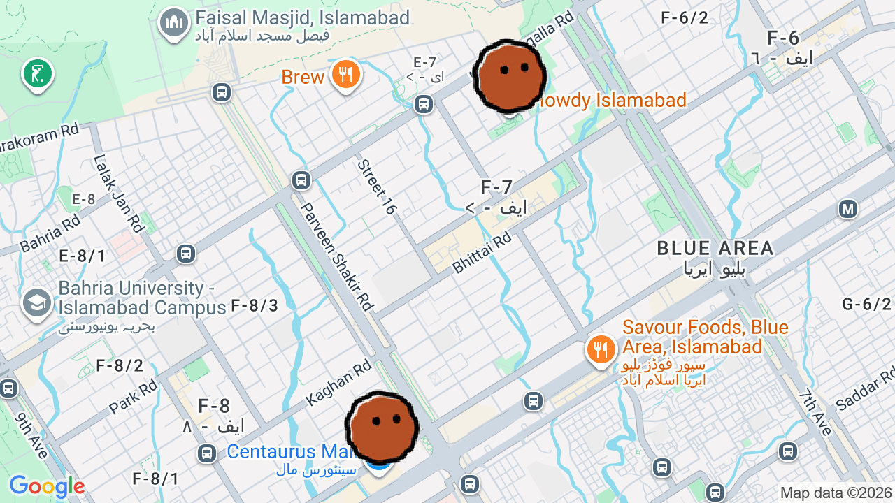 A map of 3 places in coffee