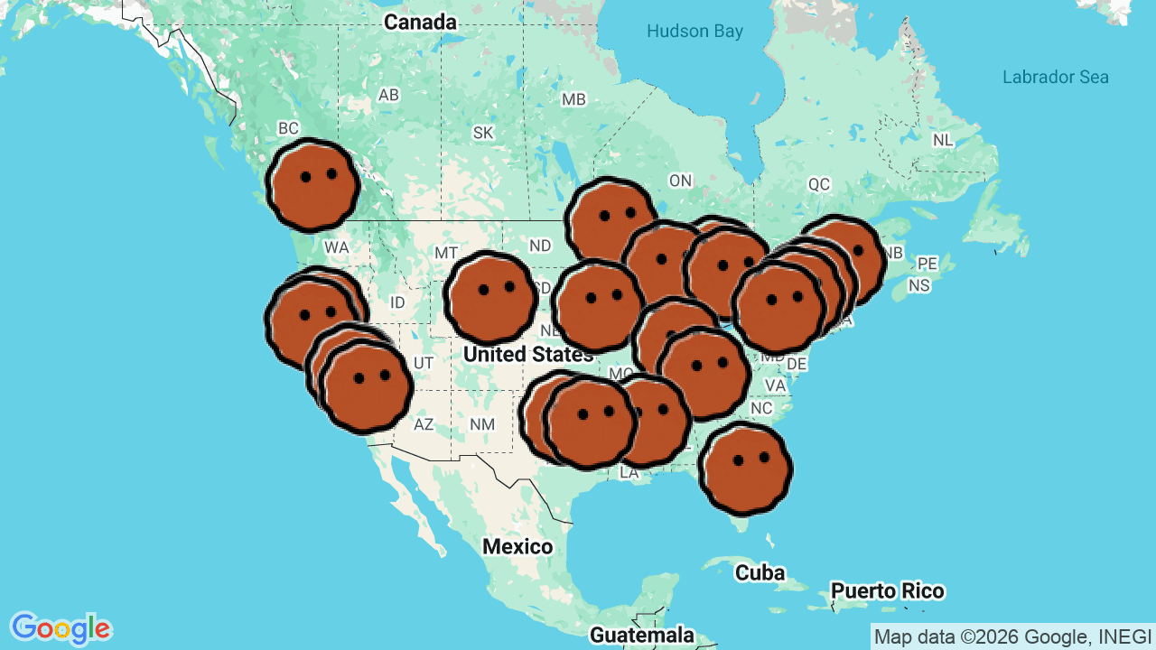 A map of 33 places in Listening Bars in United States