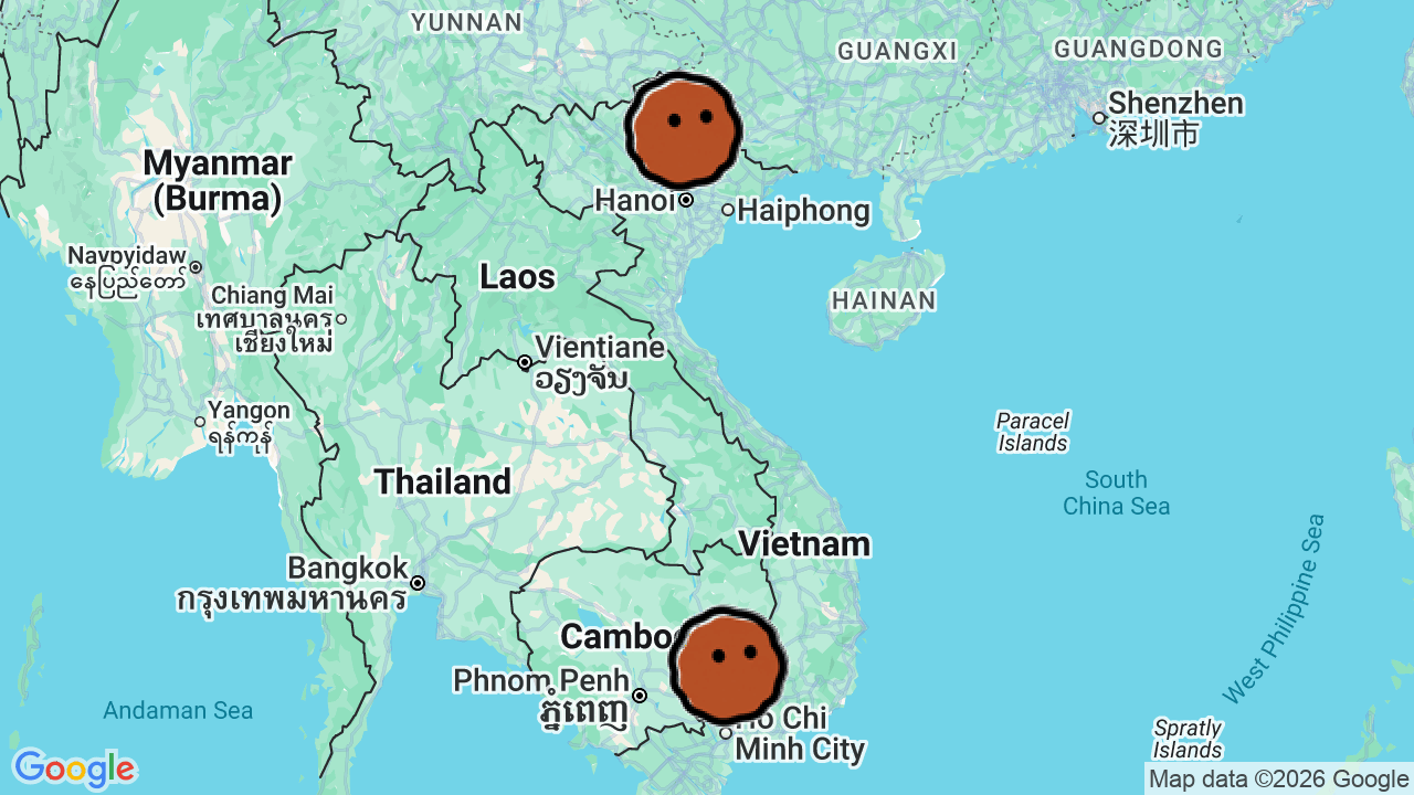 A map of 7 places in Listening Bars in Vietnam