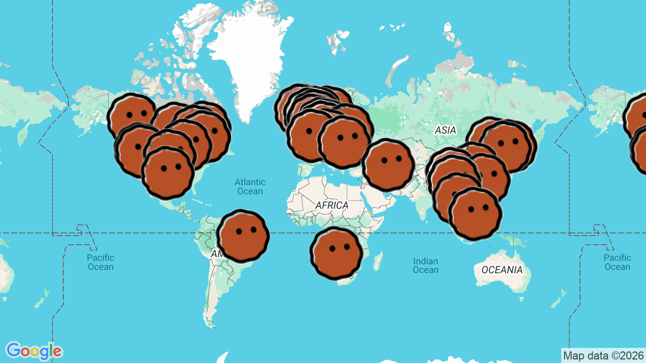 A map of 212 places in Listening Bars Worldwide