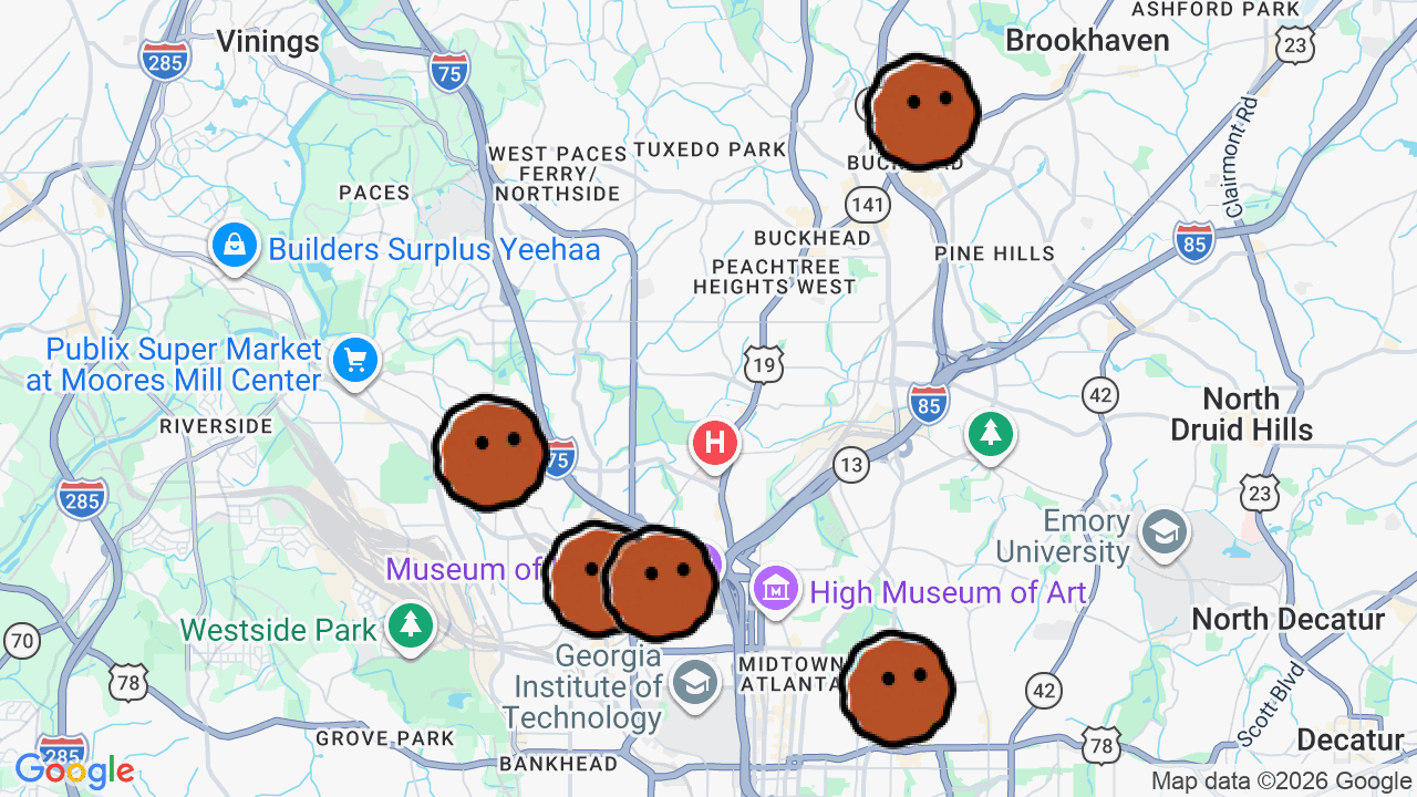 A map of 5 places in #Menswear ATL