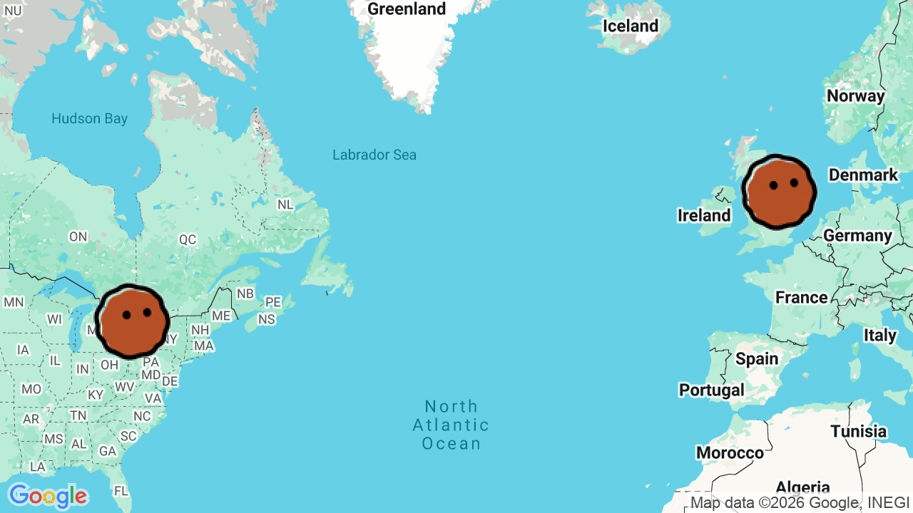 A map of 2 places in New List Demo 2