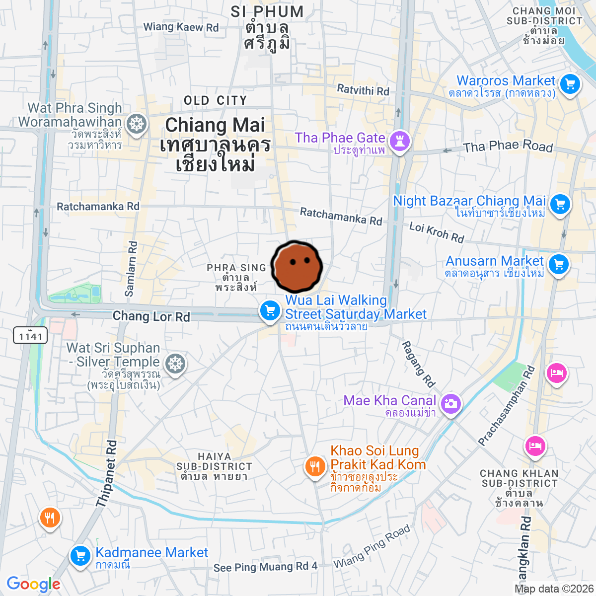 A map showing where Deaf Shop is in ถ. พระปกเกล า Old City ตำบล พระส งห อำเภอเม องเช ยงใหม เช ยงใหม