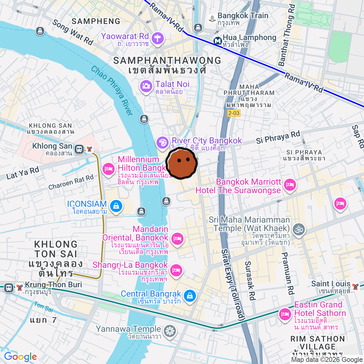 A map showing where Horse Unit is in เจร ญกร ง แขวงบางร ก เขตบางร ก กร งเทพมหานคร