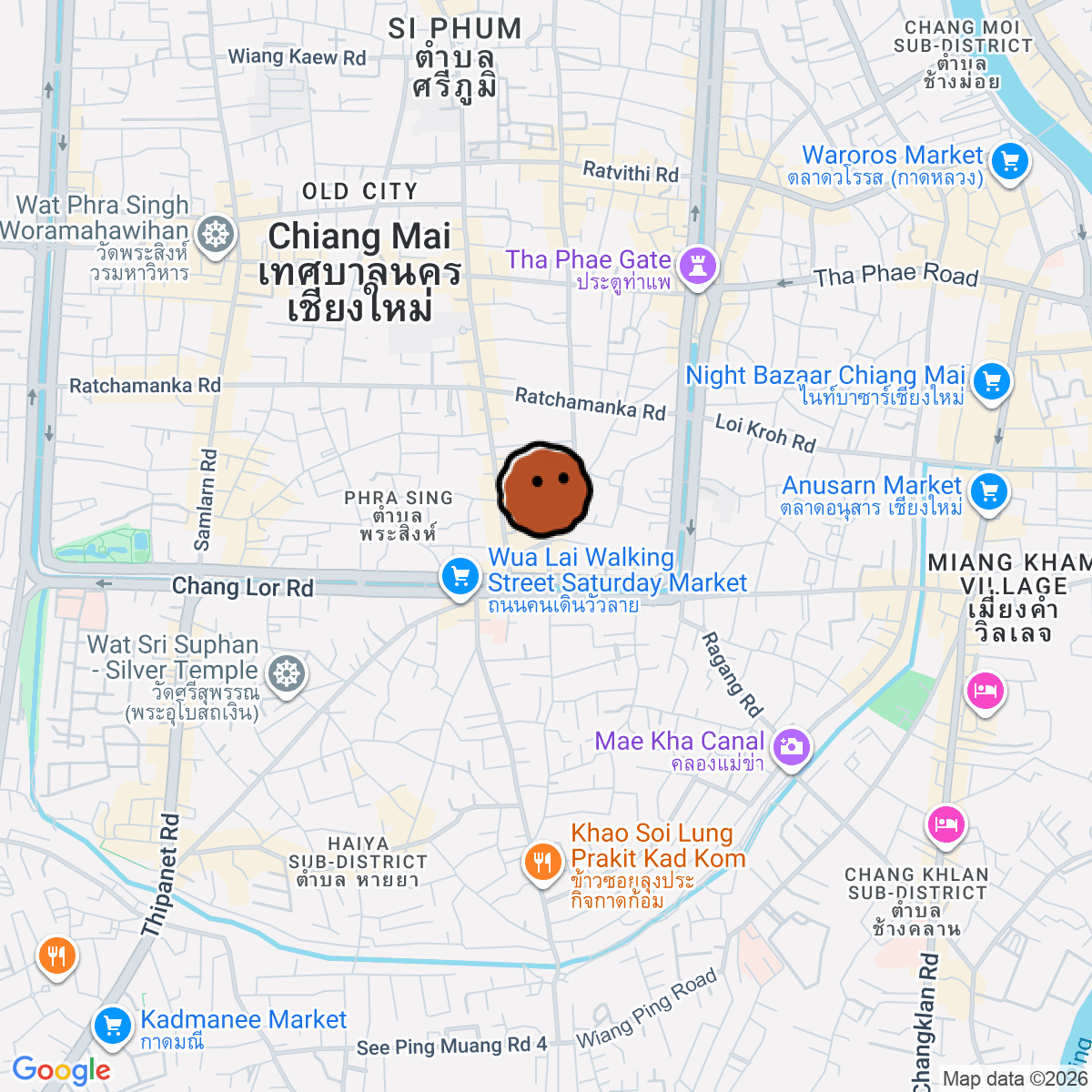 A map showing where Fung Record Bar is in เม อง Chang Wat Chiang Mai