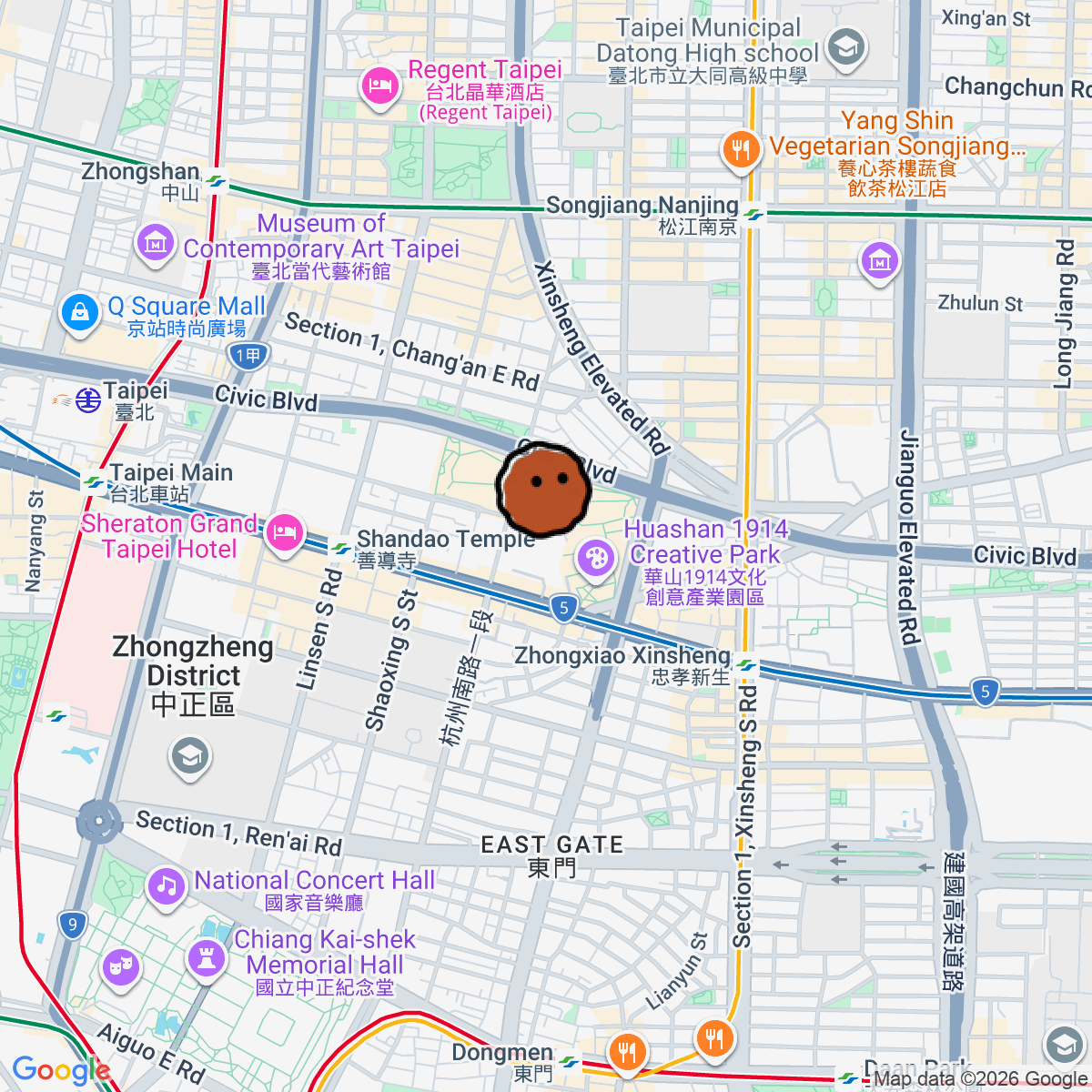 A map showing where Vinyl Decision is in 一號華山文創園區 紅磚區西 館