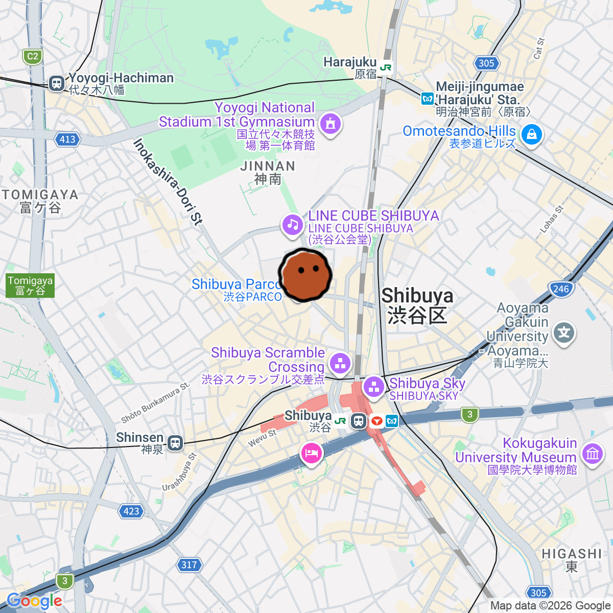A map showing where クアトロラボ is in 渋谷パルコ