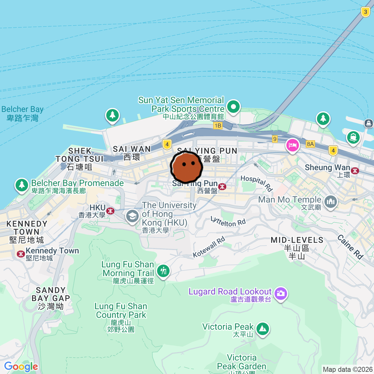 A map showing where The Music Room is in 西營盤第三街 號地下Potato Head內