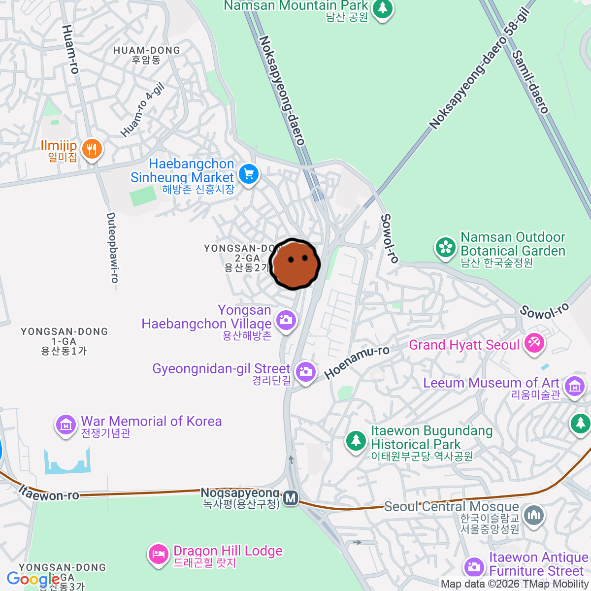 A map showing where HILLS & EUROPA is in 층