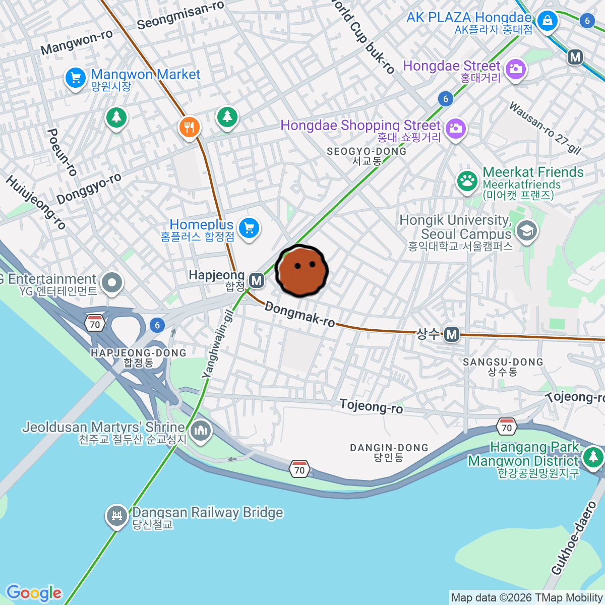 A map showing where Komfy is in 층