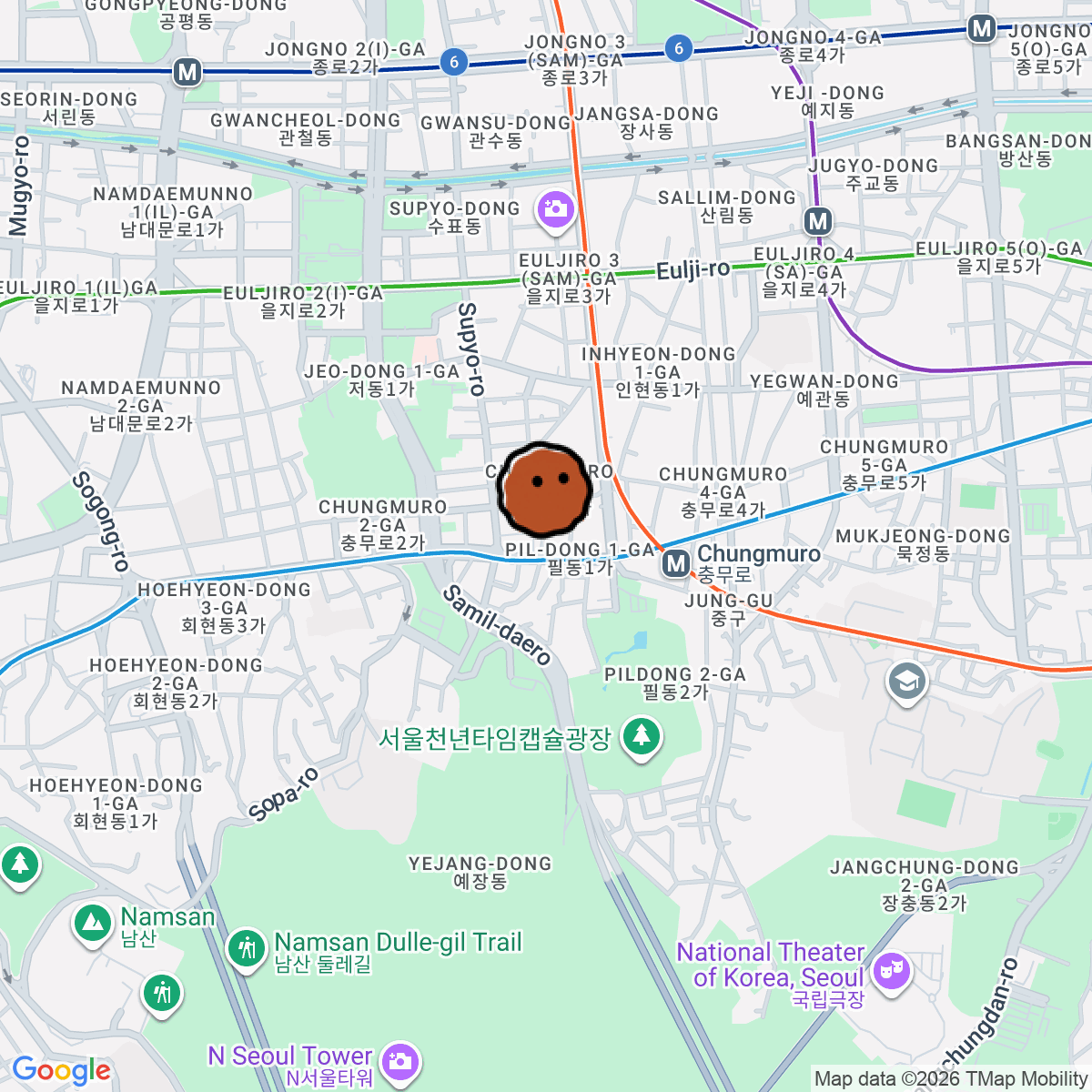 A map showing where The Old Bar is in 층