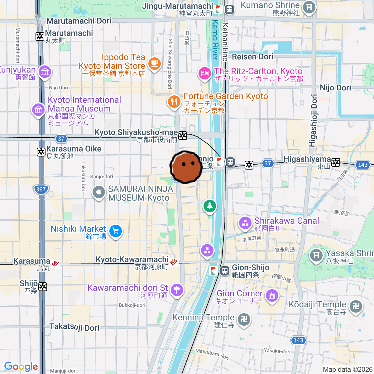 A map showing where VINYL RECORD MUSIC BAR 『P.M.SOUNDS KYOTO』 is in ＣＴ ＢＥＡＣＨ山口ビル