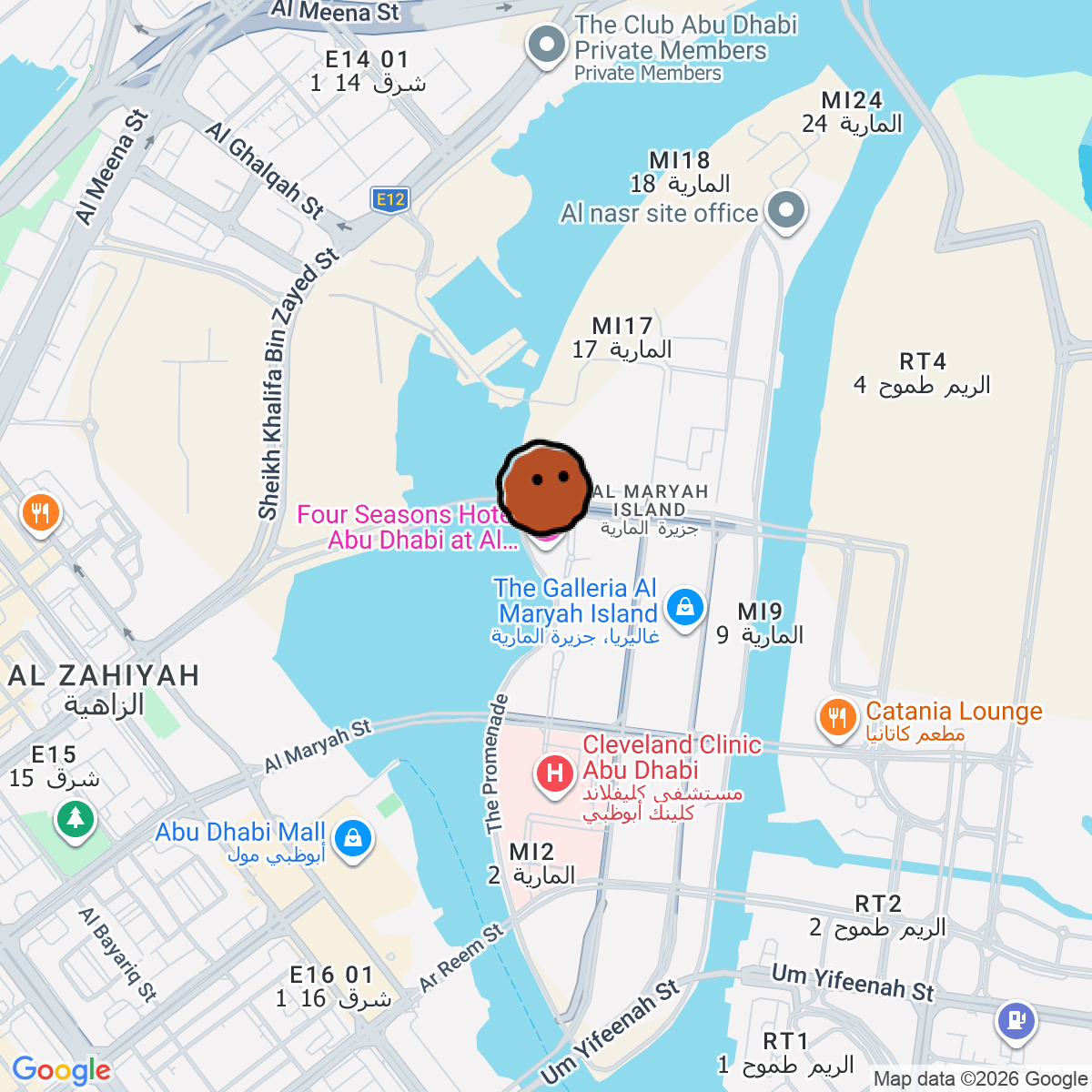 A map showing where Saikindō is in Abu Dhabi Global Market - Second St - Al Maryah Island - MI1 - Abu Dhabi - United Arab Emirates