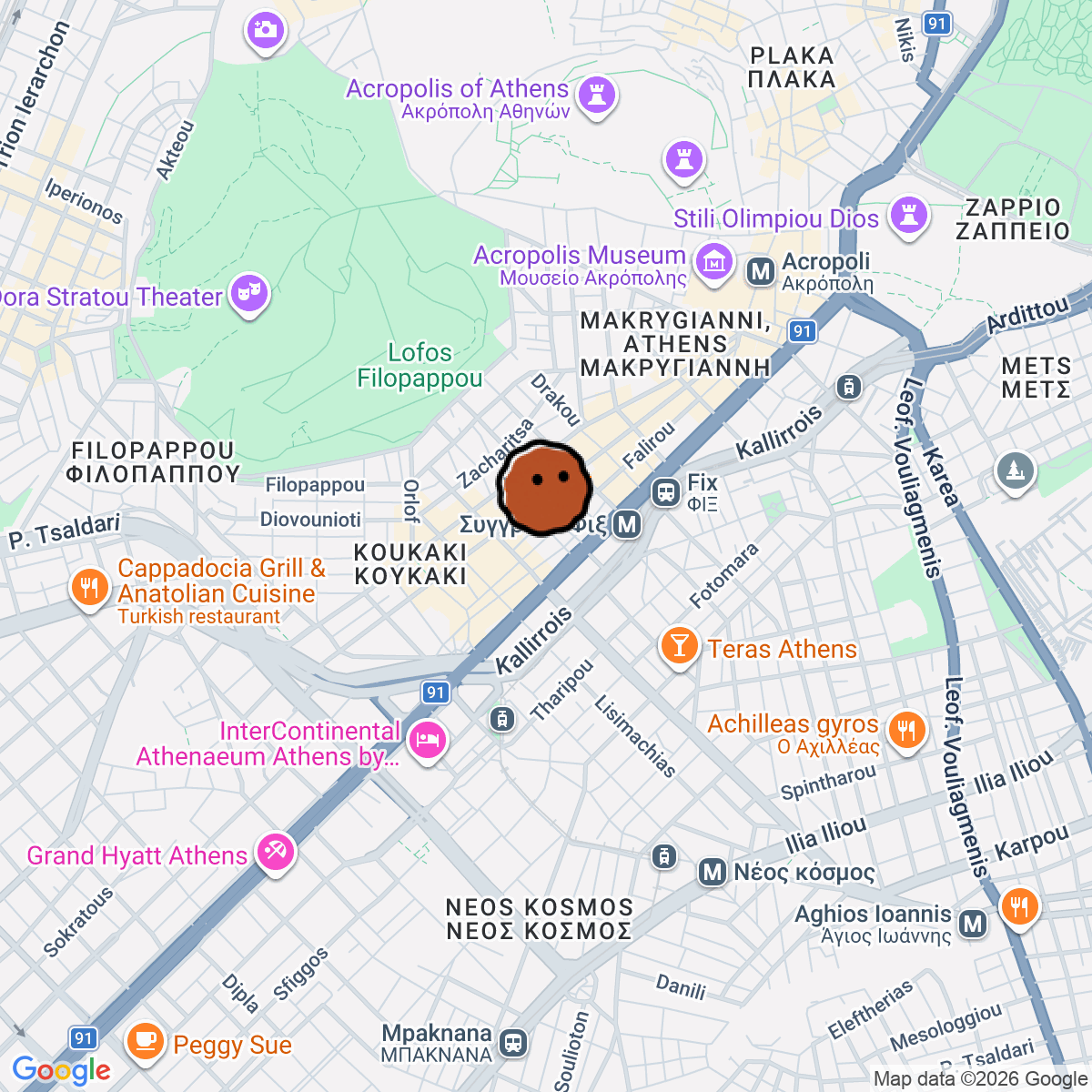 A map showing where Voulkanizater is in Athina