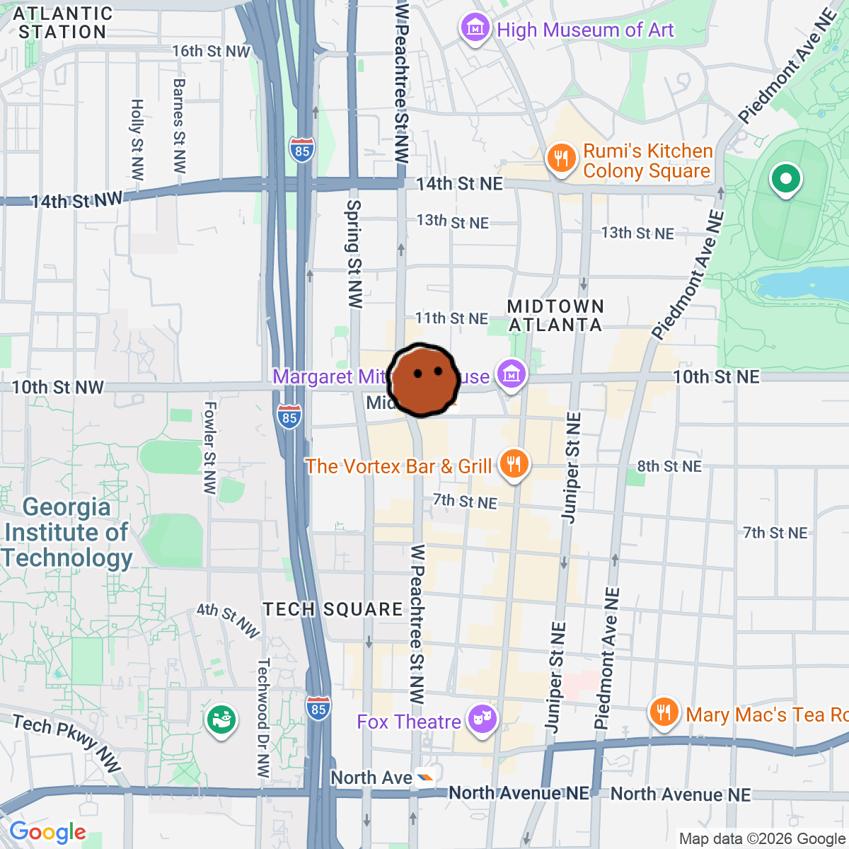 A map showing where AltaToro is in Atlanta