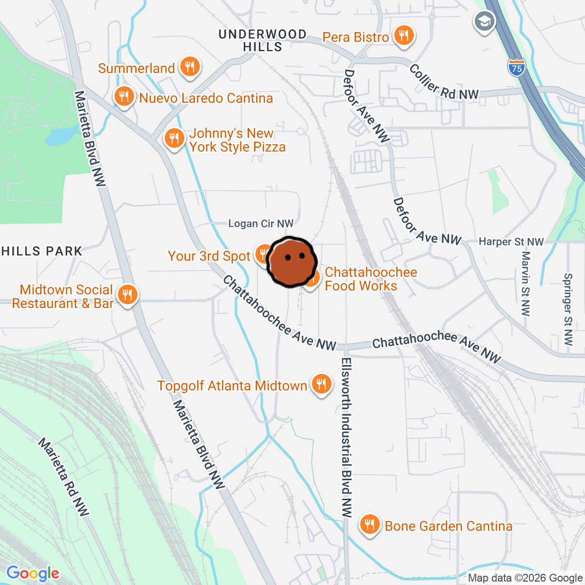 A map showing where Eric Austin is in Atlanta