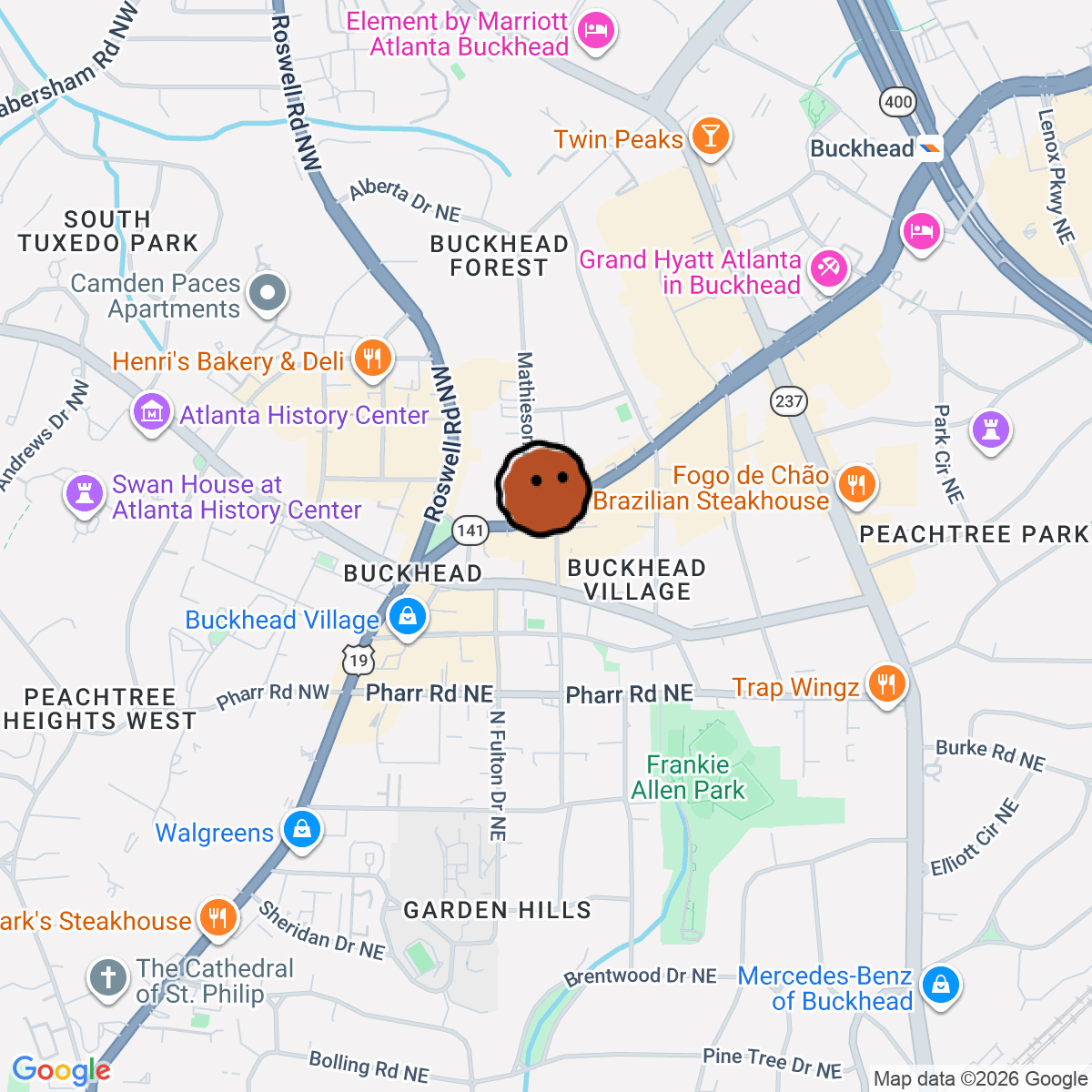 A map showing where HiFi Buys is in Atlanta