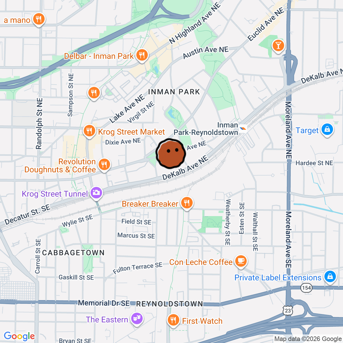 A map showing where STEREO is in Atlanta