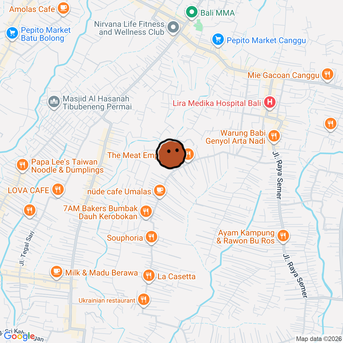 A map showing where Satoshi is in Bali