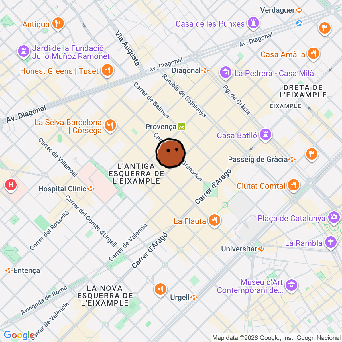 A map showing where Curtis Audiophile Cafe & Record Store is in Barcelona