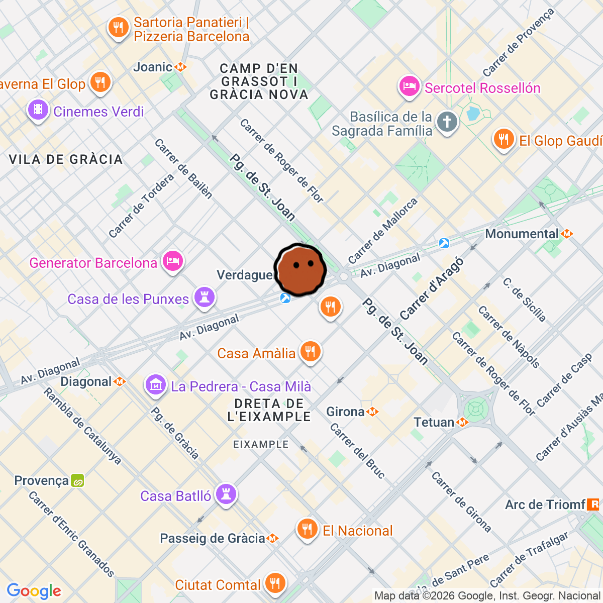A map showing where Jaç Hi-fi Cafe is in Barcelona