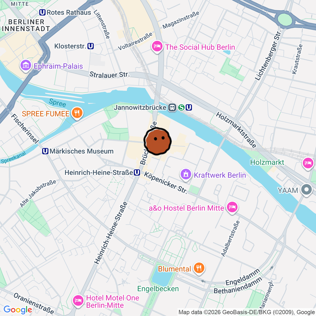 A map showing where Bar Neiro is in Berlin