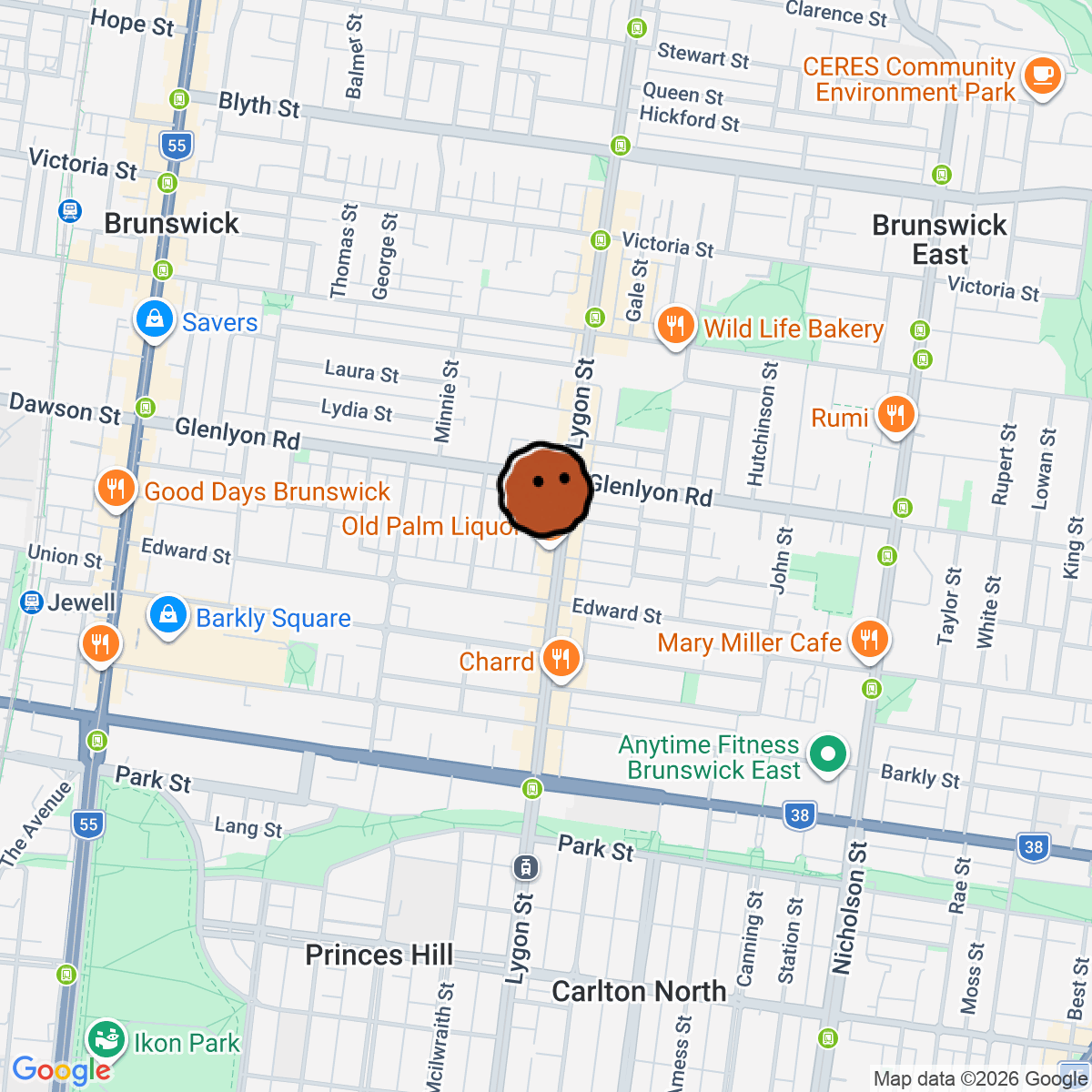 A map showing where Bahama Gold is in Brunswick East VIC