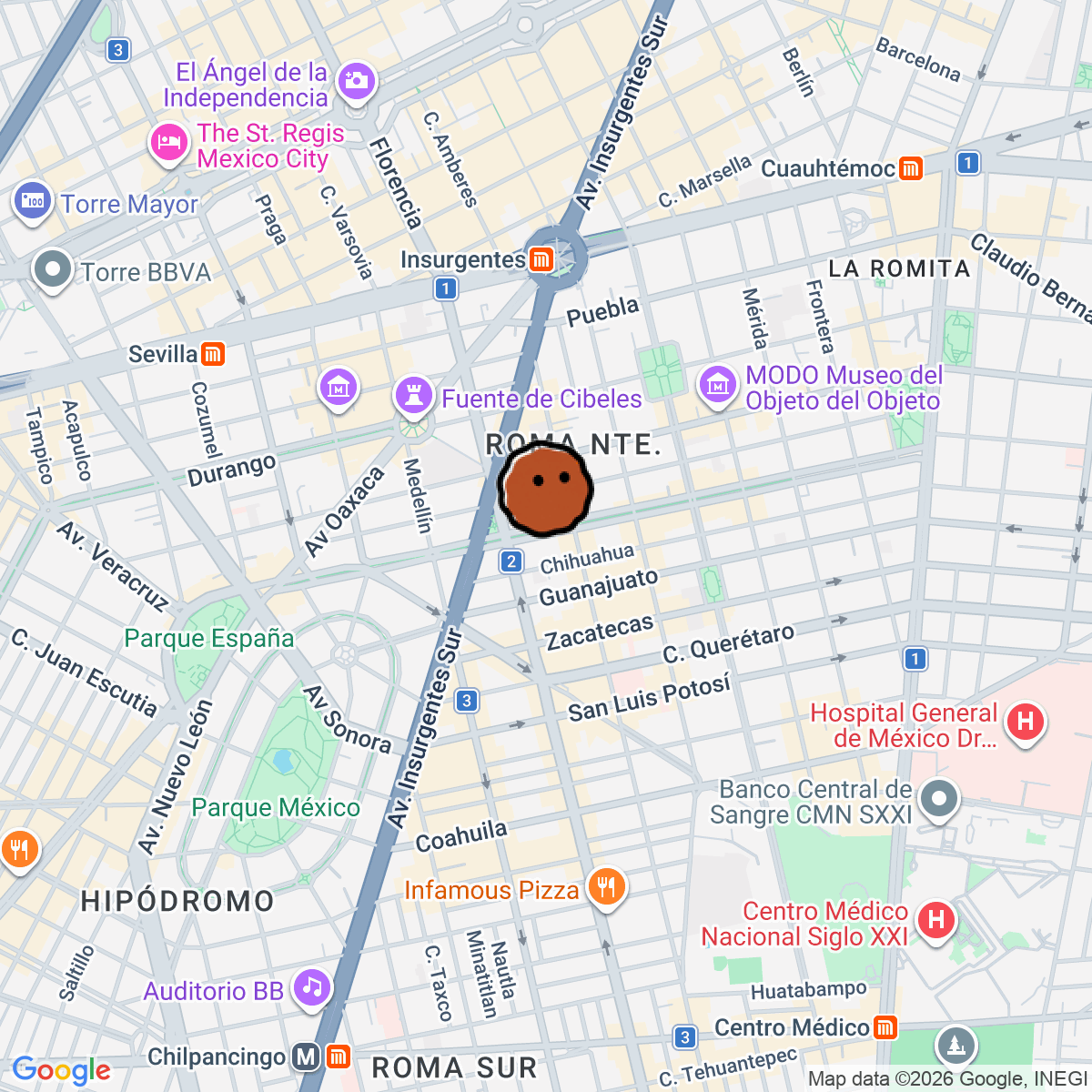 A map showing where Roca is in CDMX