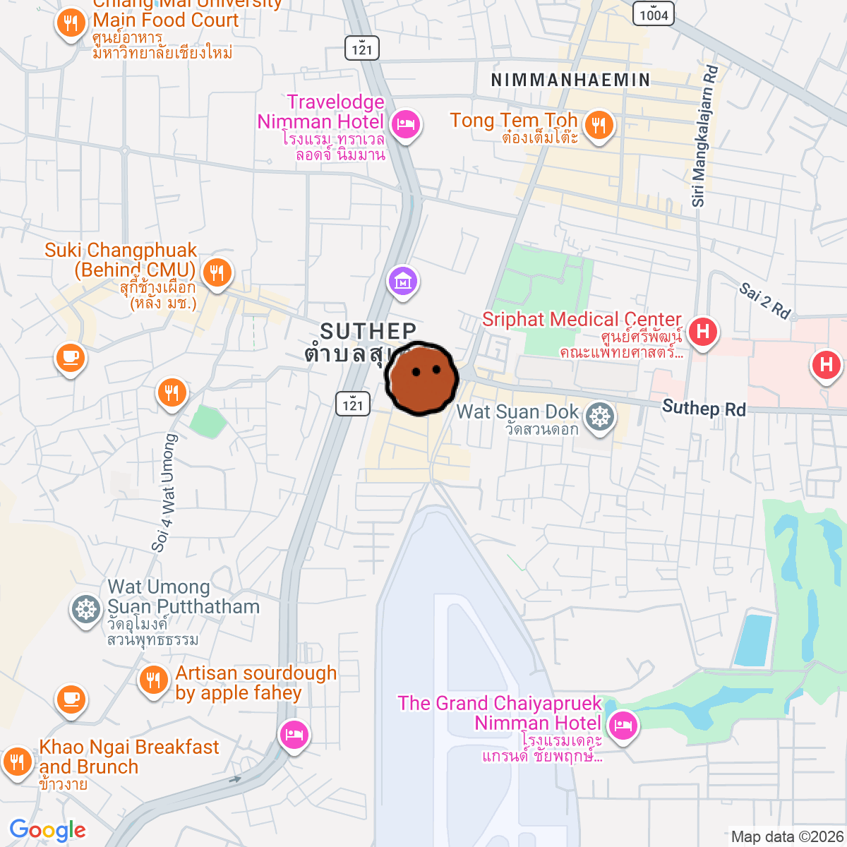 A map showing where Thirty Records is in Chang Wat Chiang Mai