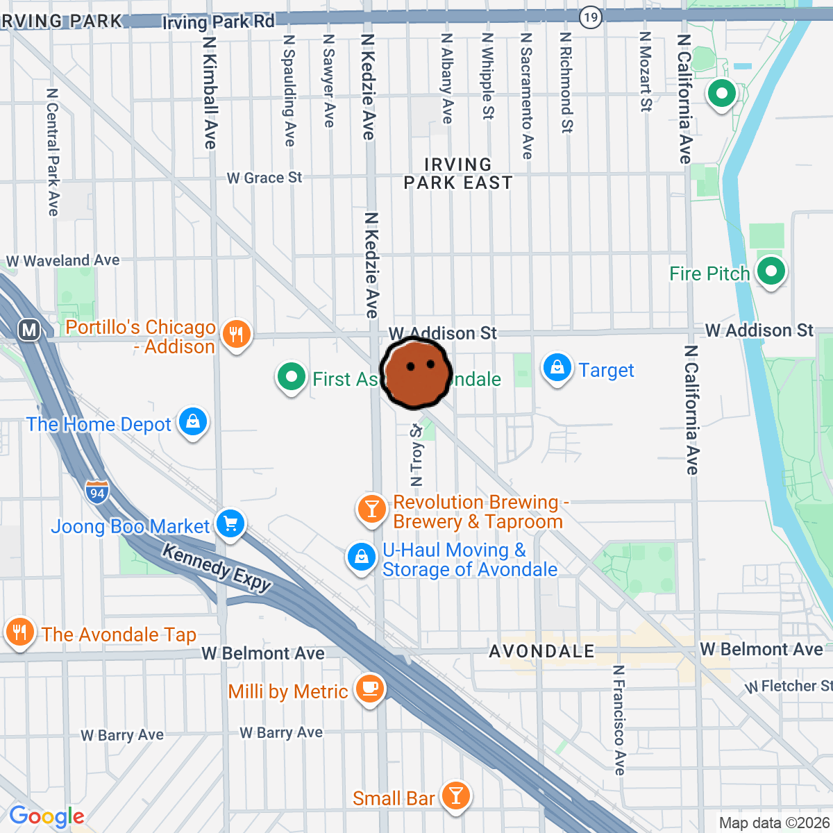 A map showing where Parachute HiFi is in Chicago