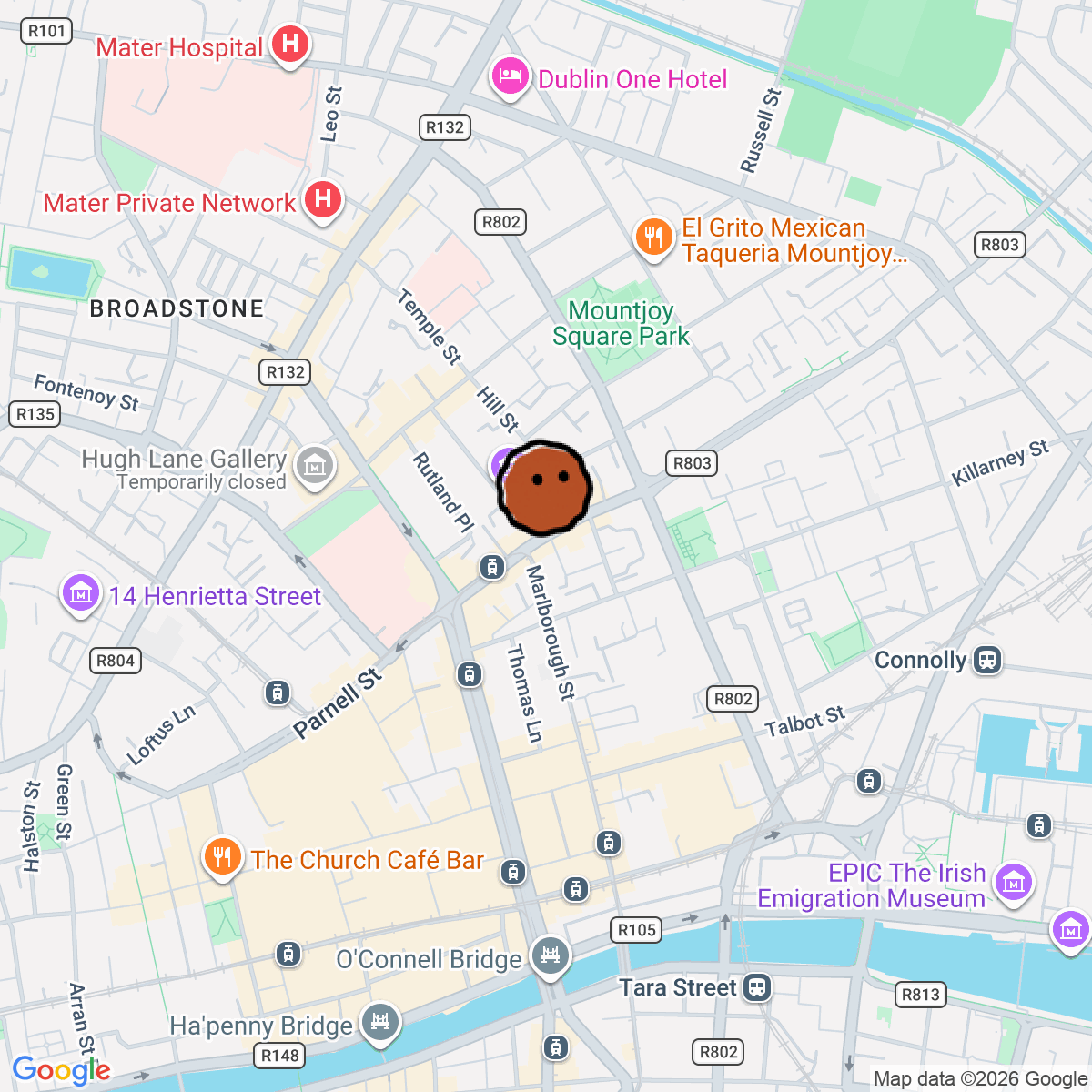 A map showing where The Big Romance is in Dublin