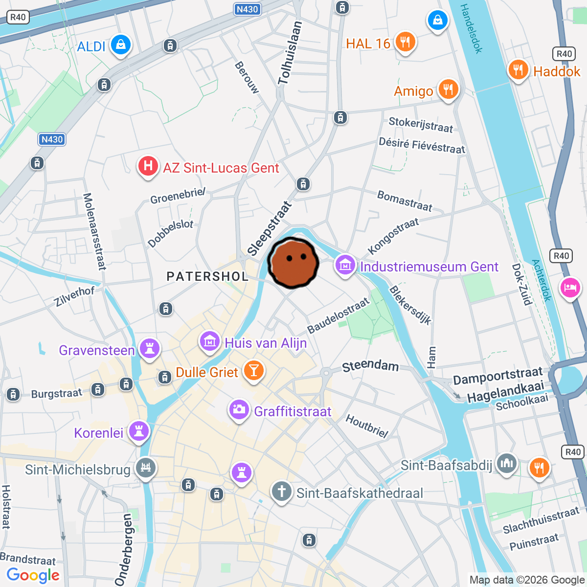 A map showing where Gold Listening Bar is in Gent