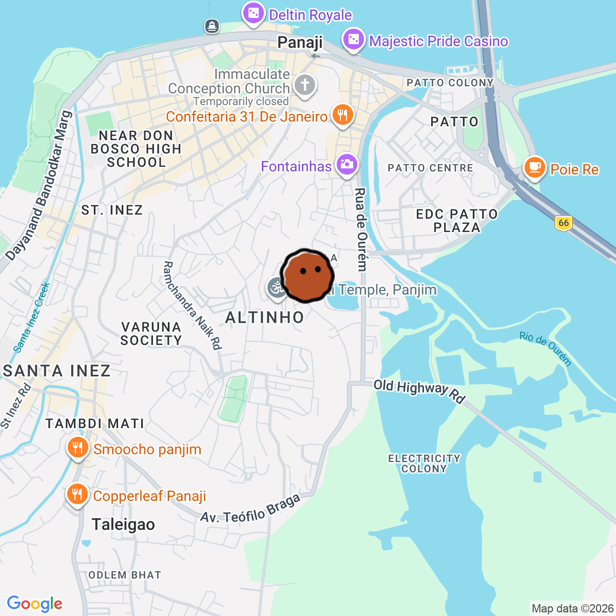 A map showing where For The Record - Vinyl Bar is in Goa