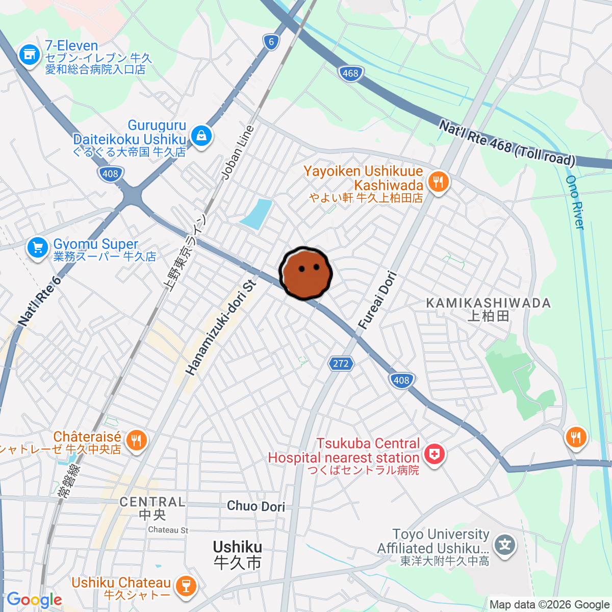 A map showing where Chunk is in Ibaraki