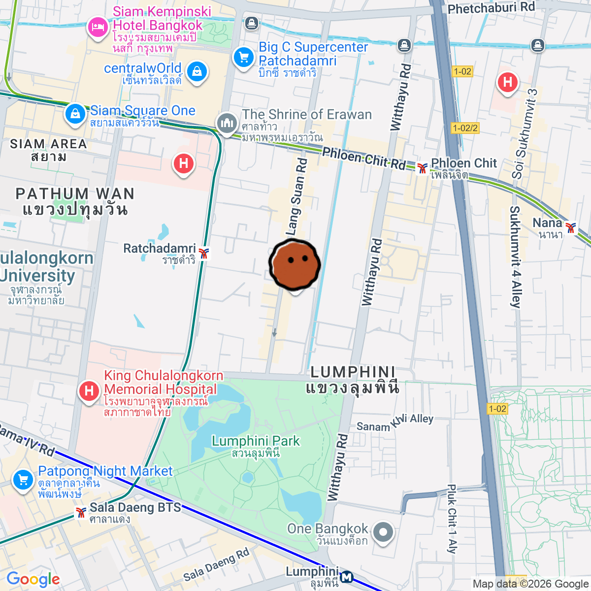 A map showing where Kimpton Maa-Lai Bangkok is in Krung Thep Maha Nakhon
