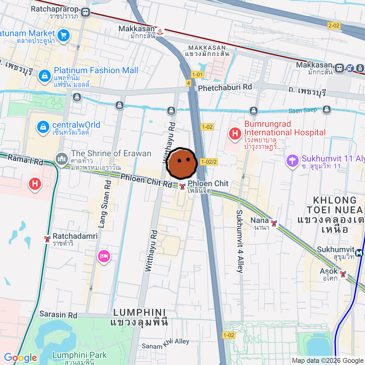 A map showing where Lennon's is in Krung Thep Maha Nakhon