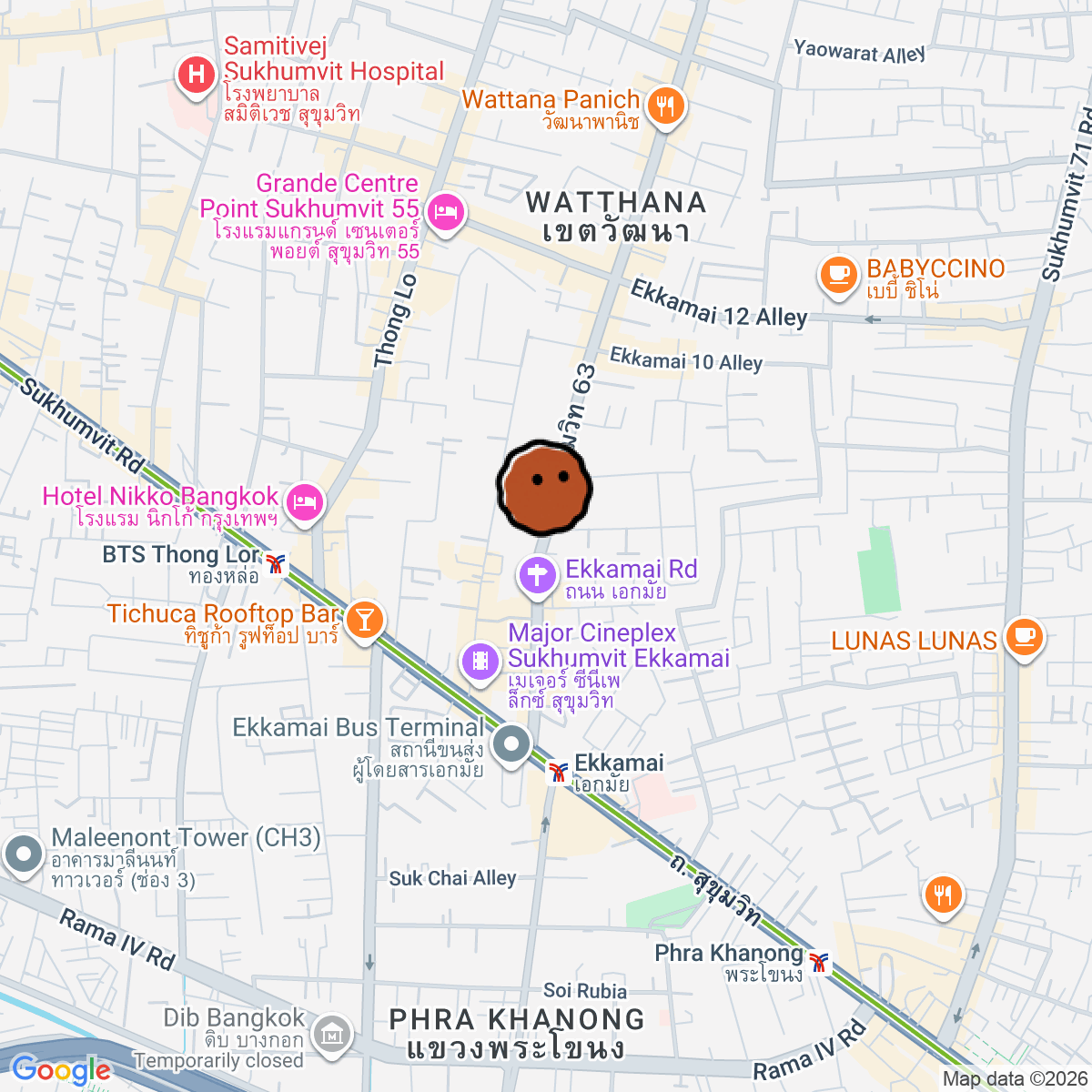 A map showing where Modern-Day Culture : Record Bar is in Krung Thep Maha Nakhon