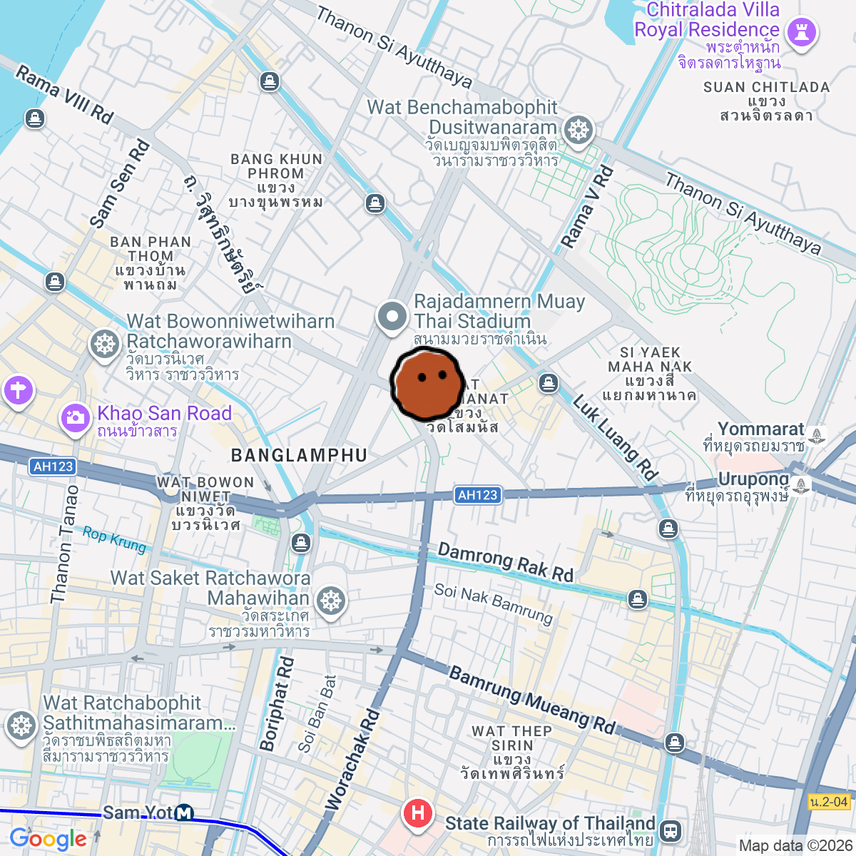 A map showing where Ssoundnamm is in Krung Thep Maha Nakhon