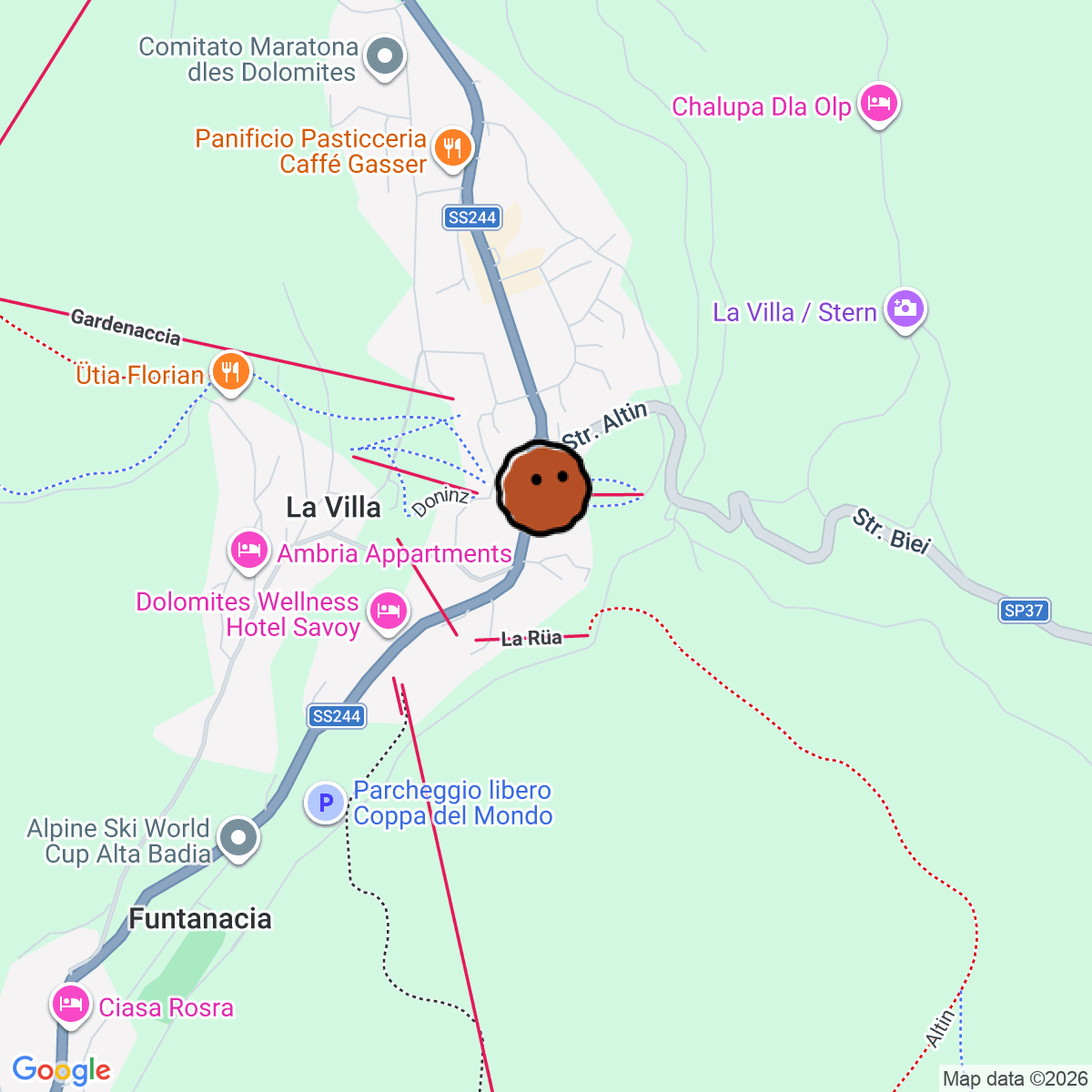A map showing where B-Side Alpine Hi-Fi Listening Bar is in La Villa