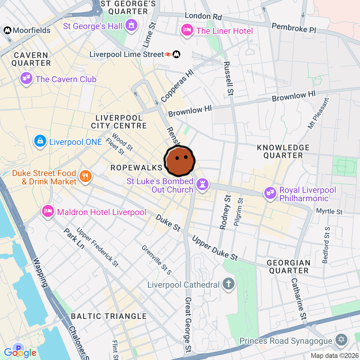 A map showing where Suono Liverpool is in Liverpool
