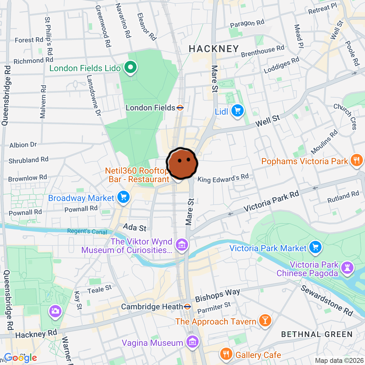 A map showing where Bambi is in London