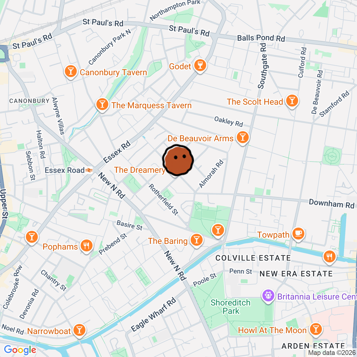A map showing where Goodbye Horses is in London