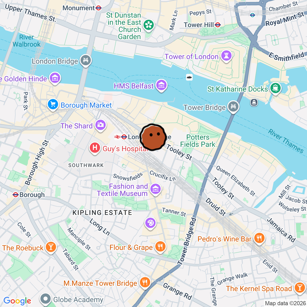 A map showing where Nine Lives Bar is in London