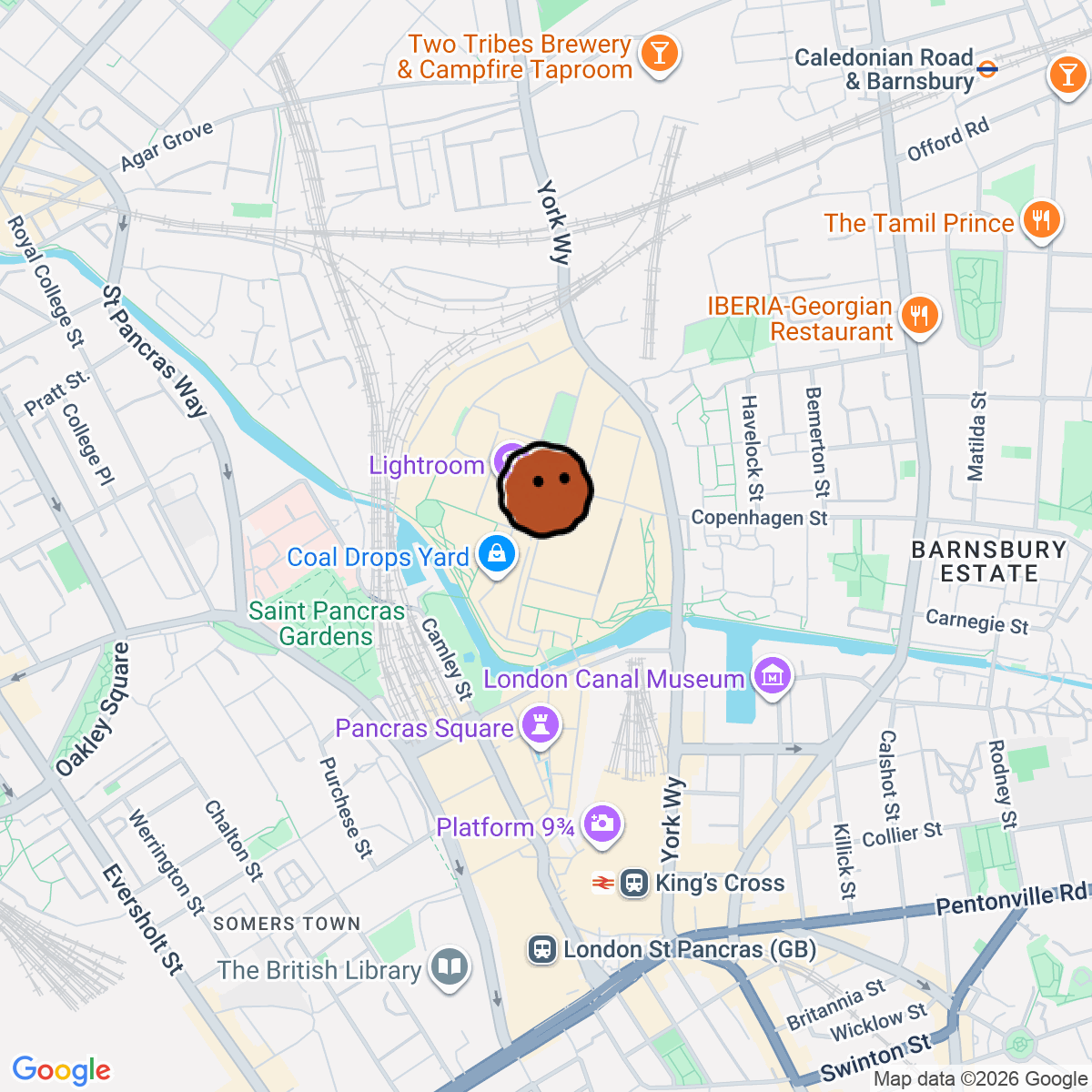 A map showing where Spiritland is in London