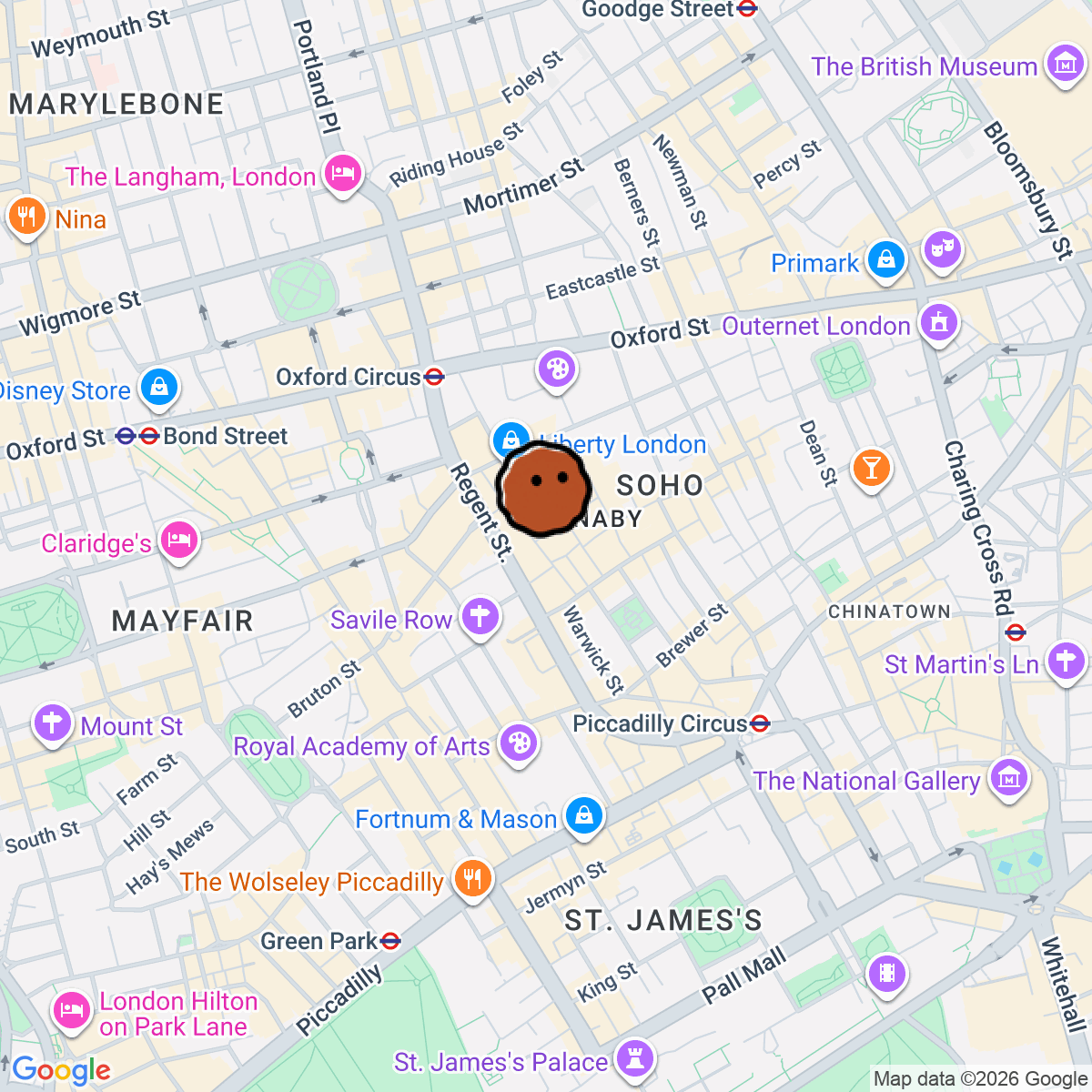 A map showing where Under the Counter is in London