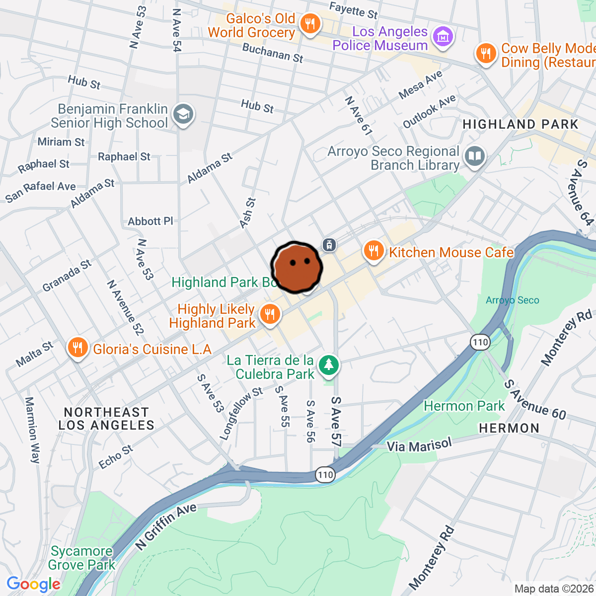 A map showing where Gold Line is in Los Angeles
