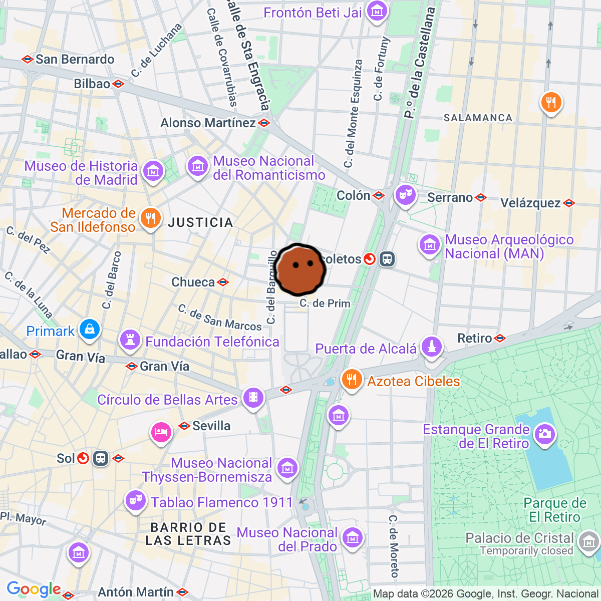 A map showing where GOTA is in Madrid
