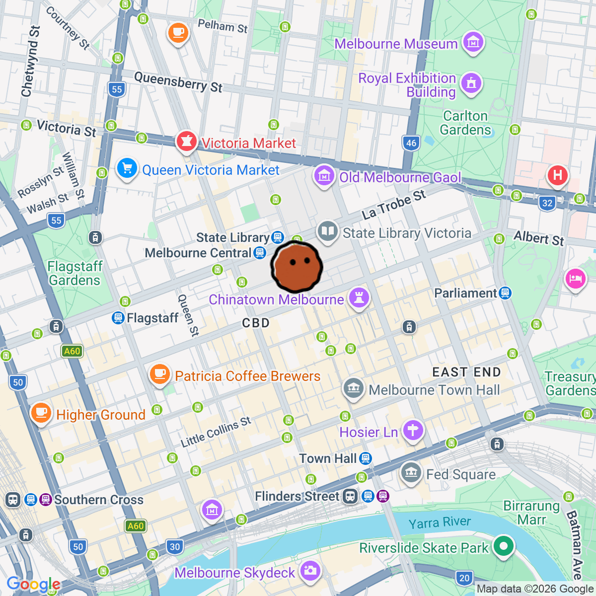 A map showing where Music Room is in Melbourne VIC