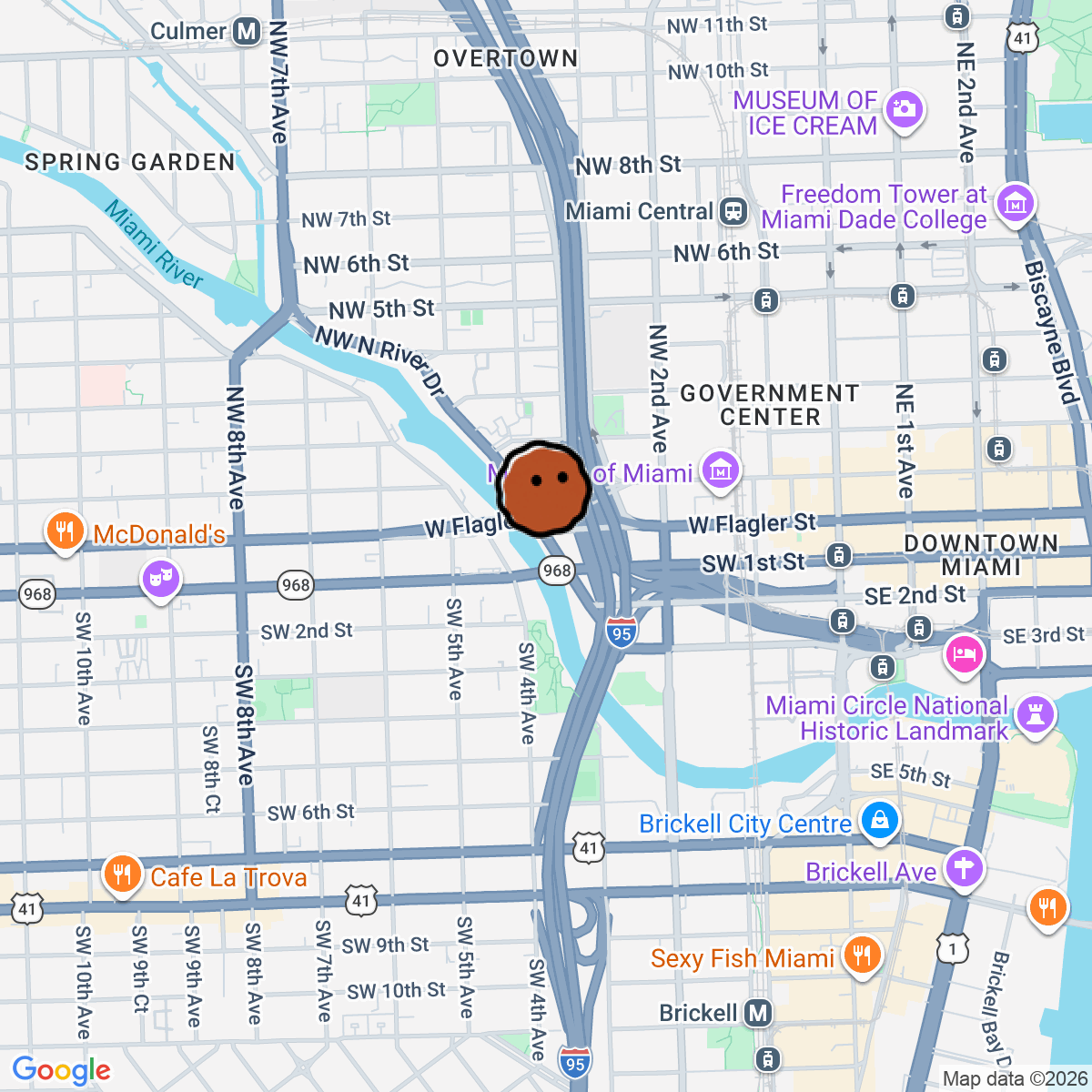 A map showing where CASA NEOS is in Miami