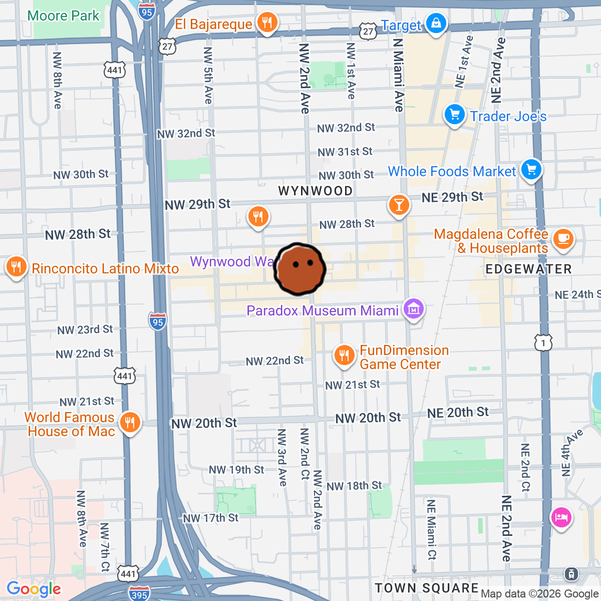 A map showing where Libertino Cafe is in Miami